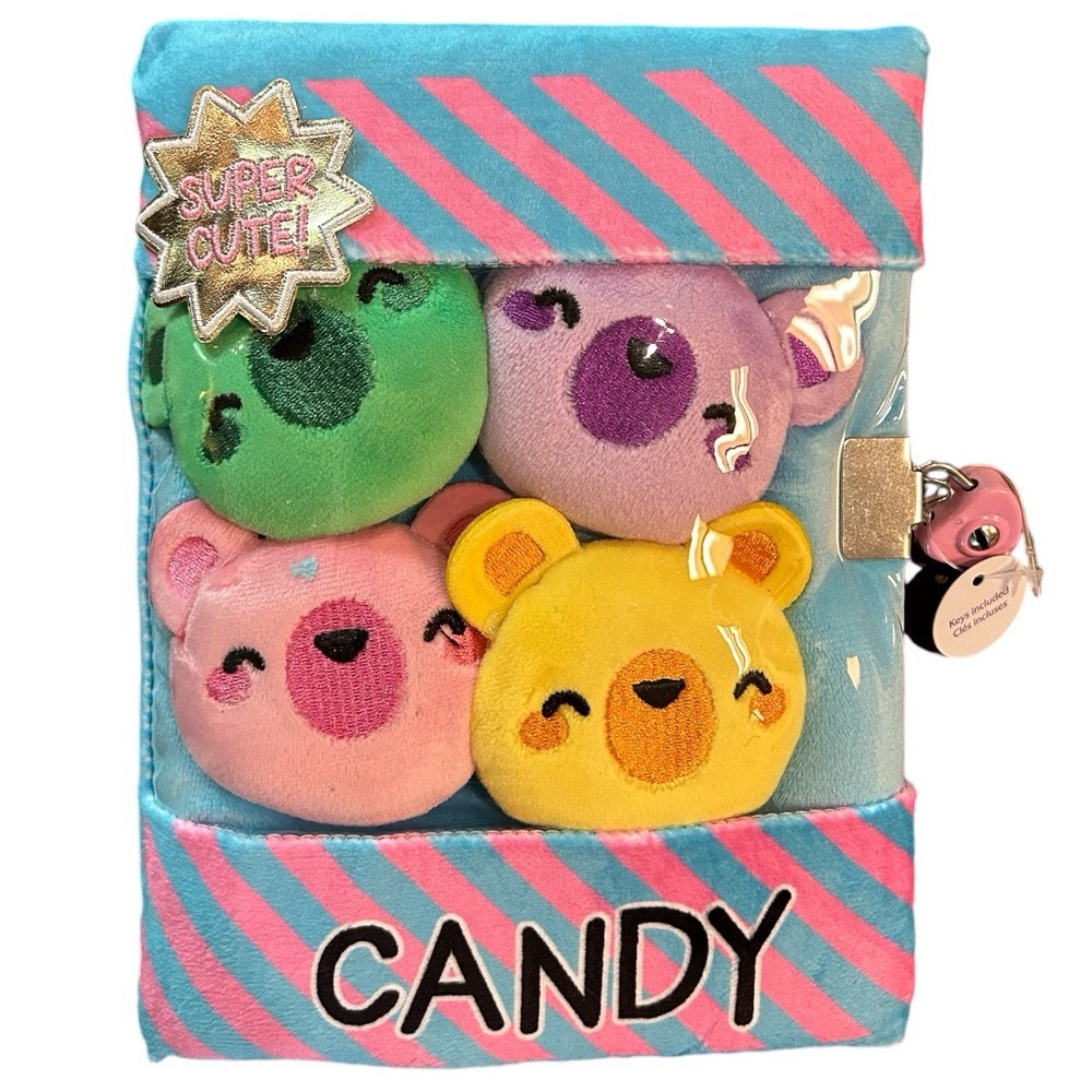 Diary with lock and keys Claire’s candy bears Journal Brand New-Notebook Plush